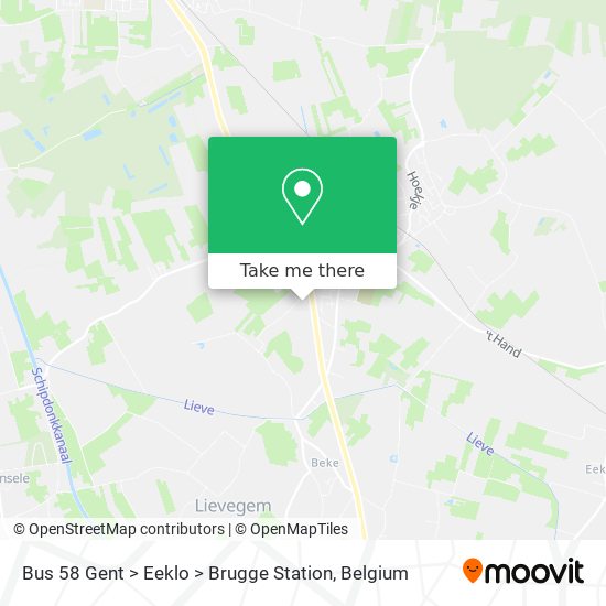 Bus 58 Gent > Eeklo > Brugge Station map