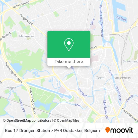 Bus 17 Drongen Station > P+R Oostakker plan
