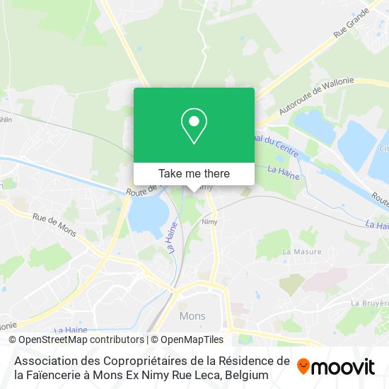Association des Copropriétaires de la Résidence de la Faïencerie à Mons Ex Nimy Rue Leca plan