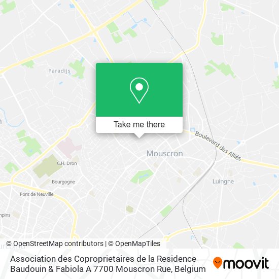 Association des Coproprietaires de la Residence Baudouin & Fabiola A 7700 Mouscron Rue plan