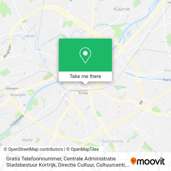 Gratis Telefoonnummer, Centrale Administratie Stadsbestuur Kortrijk, Directie Cultuur, Cultuurcentr map