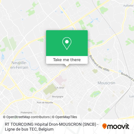RT TOURCOING Hôpital Dron-MOUSCRON (SNCB) - Ligne de bus TEC map
