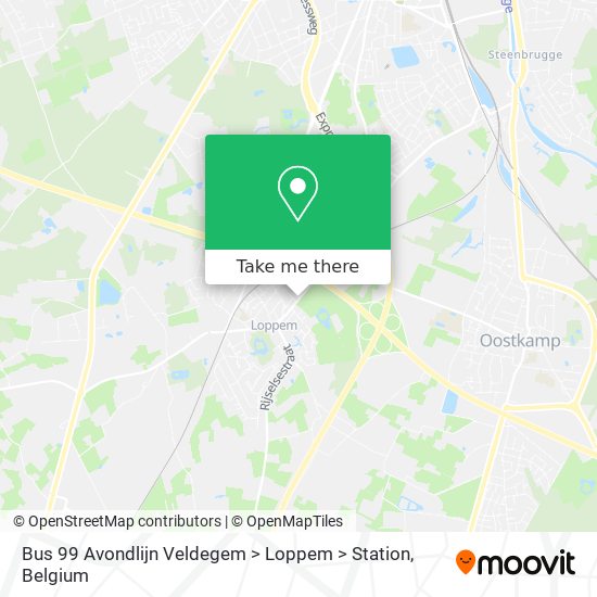 Bus 99 Avondlijn Veldegem > Loppem > Station map