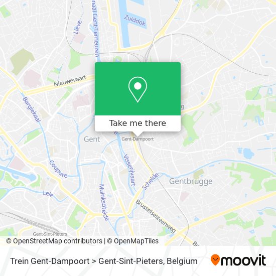 Trein Gent-Dampoort > Gent-Sint-Pieters map