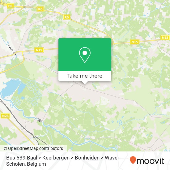 Bus 539 Baal > Keerbergen > Bonheiden > Waver Scholen map