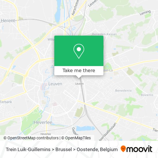 Trein Luik-Guillemins > Brussel > Oostende map
