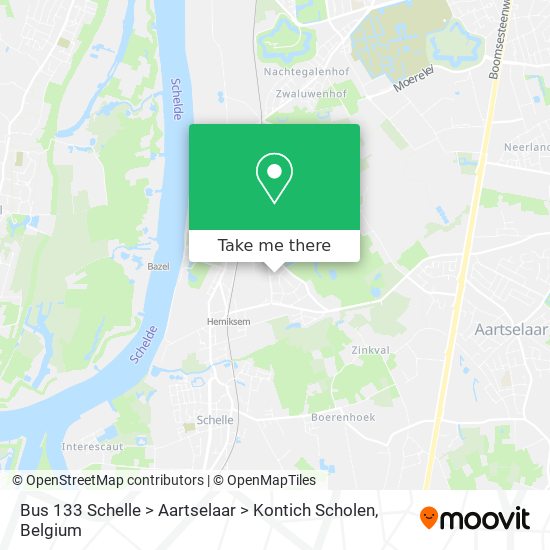 Bus 133 Schelle > Aartselaar > Kontich Scholen map