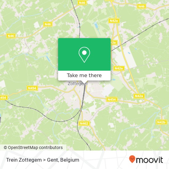 Trein Zottegem > Gent map