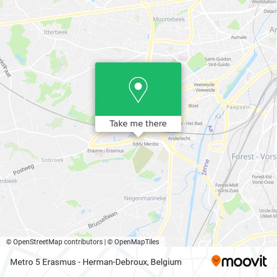 Metro 5 Erasmus - Herman-Debroux map