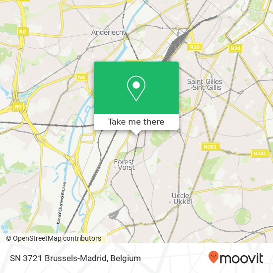 SN 3721 Brussels-Madrid map