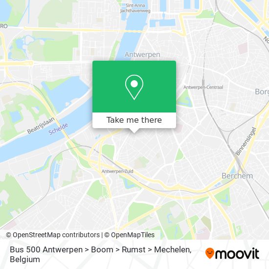 Bus 500 Antwerpen > Boom > Rumst > Mechelen map