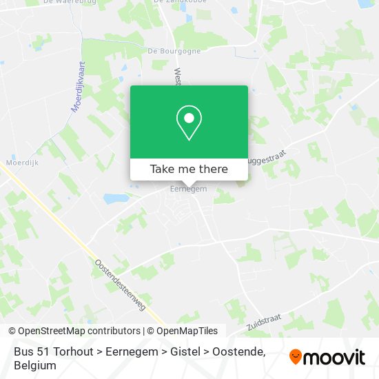 Bus 51 Torhout > Eernegem > Gistel > Oostende plan