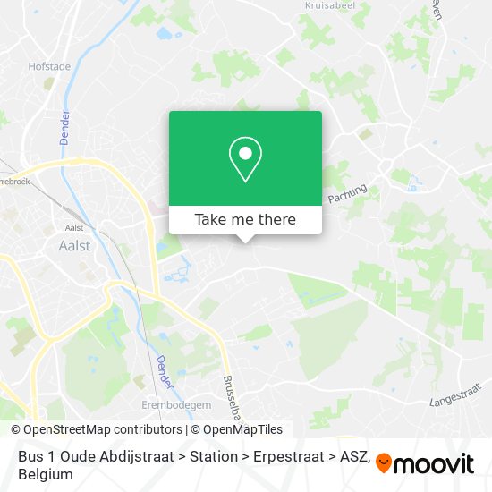 Bus 1 Oude Abdijstraat > Station > Erpestraat > ASZ map