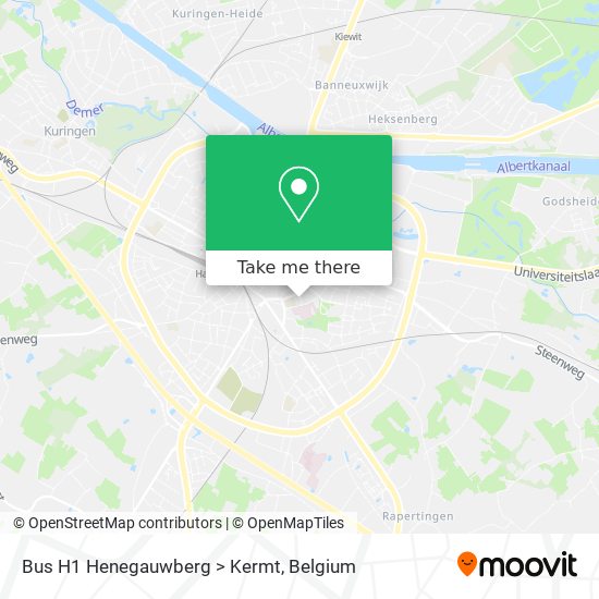 Bus H1 Henegauwberg > Kermt map
