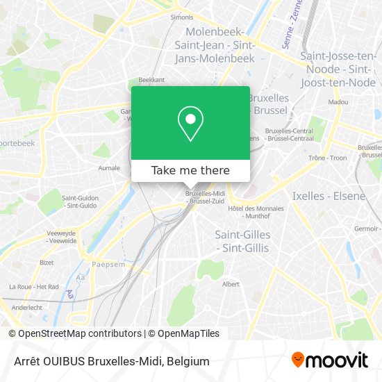Arrêt OUIBUS Bruxelles-Midi plan