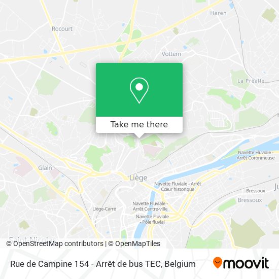 Rue de Campine 154 - Arrêt de bus TEC map