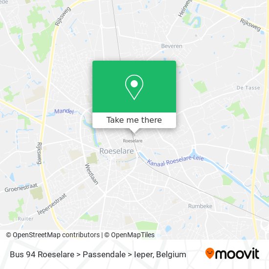 Bus 94 Roeselare > Passendale > Ieper plan