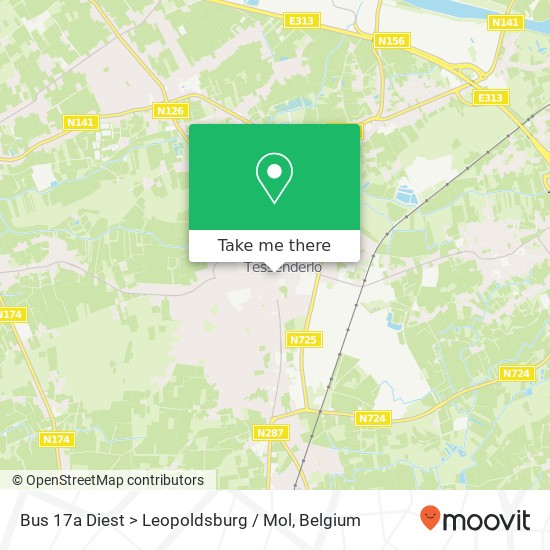 Bus 17a Diest > Leopoldsburg / Mol map