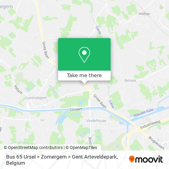 Bus 65 Ursel > Zomergem > Gent Arteveldepark map