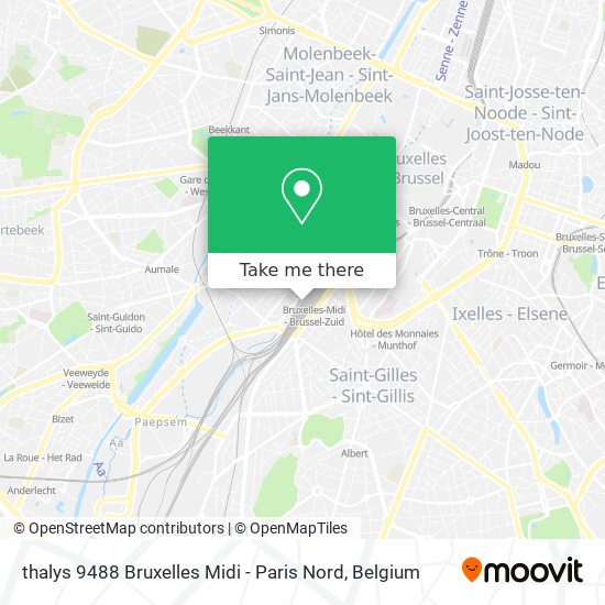 thalys 9488 Bruxelles Midi - Paris Nord plan