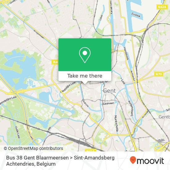 Bus 38 Gent Blaarmeersen > Sint-Amandsberg Achtendries plan