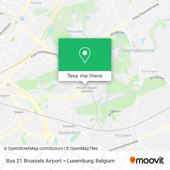 Bus 21 Brussels Airport > Luxemburg map