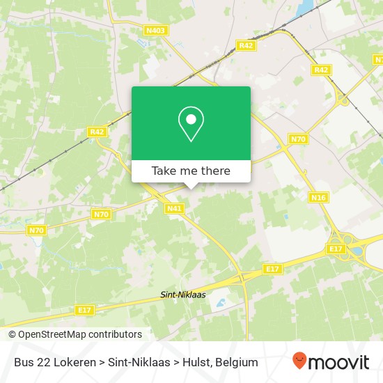 Bus 22 Lokeren > Sint-Niklaas > Hulst map