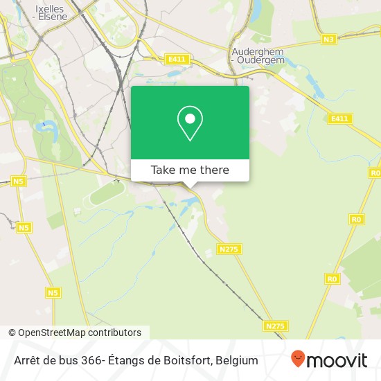 Arrêt de bus 366- Étangs de Boitsfort map