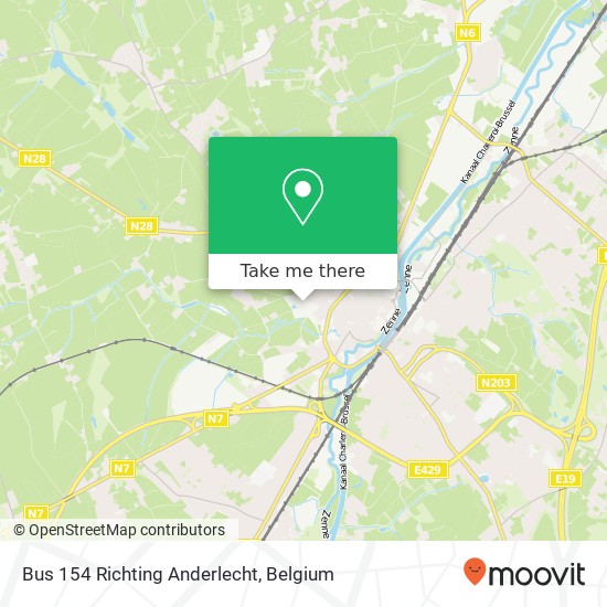 Bus 154 Richting Anderlecht map