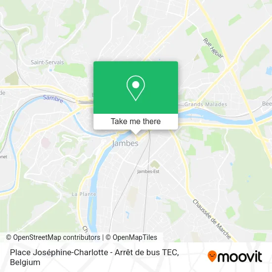 Place Joséphine-Charlotte - Arrêt de bus TEC plan