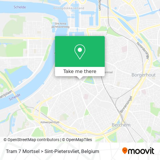 Tram 7 Mortsel > Sint-Pietersvliet map