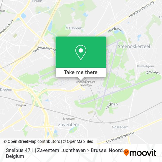 Snelbus 471 | Zaventem Luchthaven > Brussel Noord map