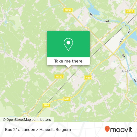 Bus 21a Landen > Hasselt map