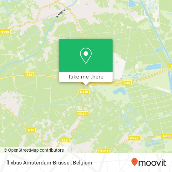 flixbus Amsterdam-Brussel map