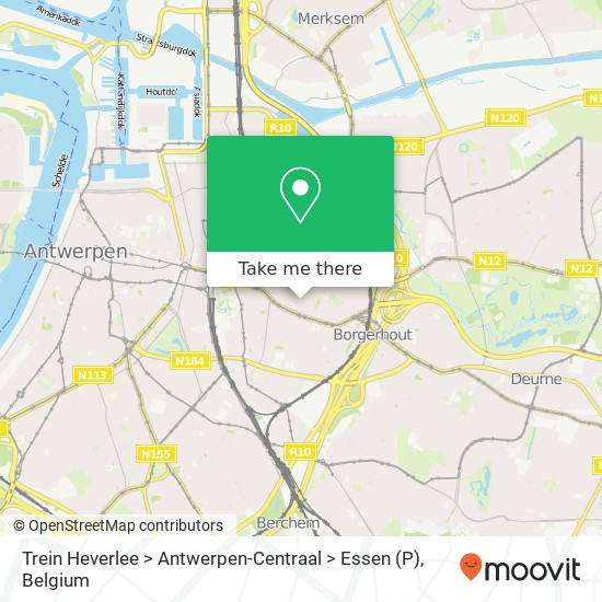 Trein Heverlee > Antwerpen-Centraal > Essen (P) plan