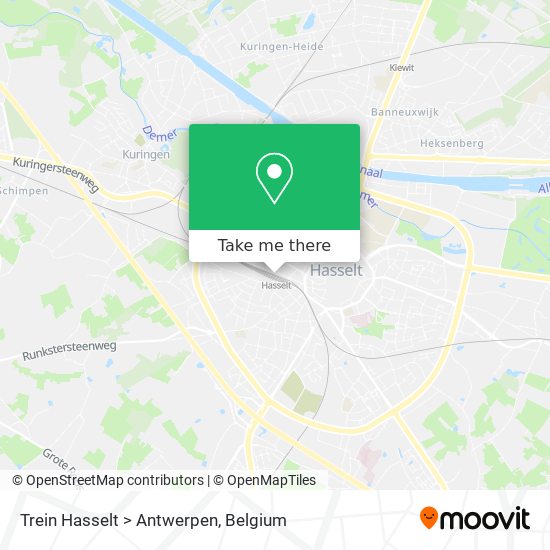 Trein Hasselt > Antwerpen map