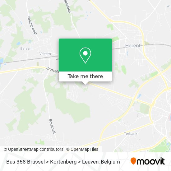 Bus 358 Brussel > Kortenberg > Leuven map