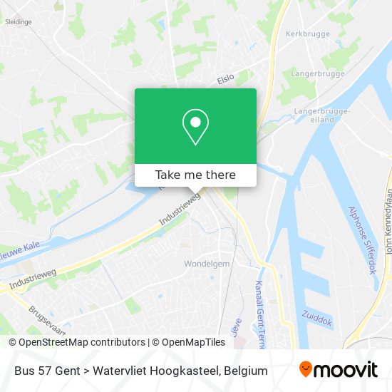 Bus 57 Gent > Watervliet Hoogkasteel map