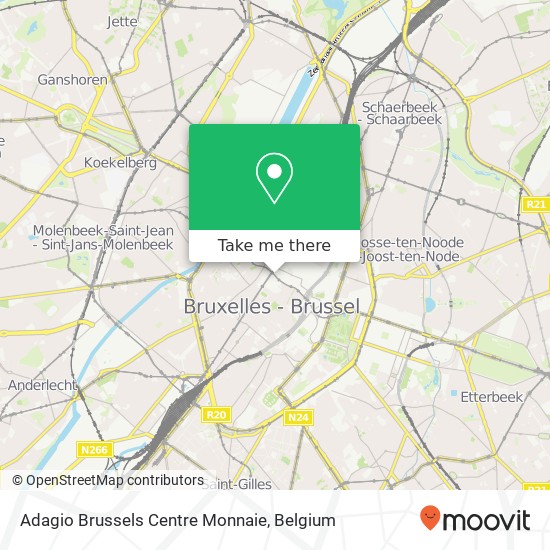 Adagio Brussels Centre Monnaie map