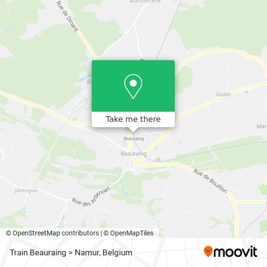 Train Beauraing > Namur map