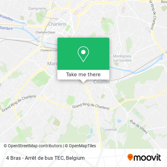 4 Bras - Arrêt de bus TEC map