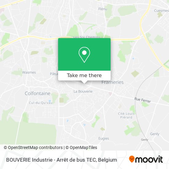 BOUVERIE Industrie - Arrêt de bus TEC plan