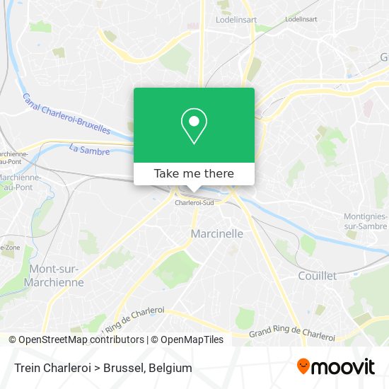 Trein Charleroi > Brussel map