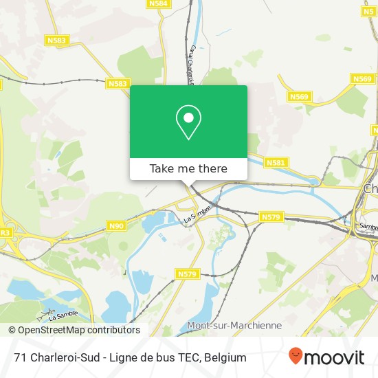 71 Charleroi-Sud - Ligne de bus TEC plan