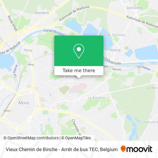 Vieux Chemin de Binche - Arrêt de bus TEC map