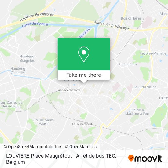 LOUVIERE Place Maugrétout - Arrêt de bus TEC plan