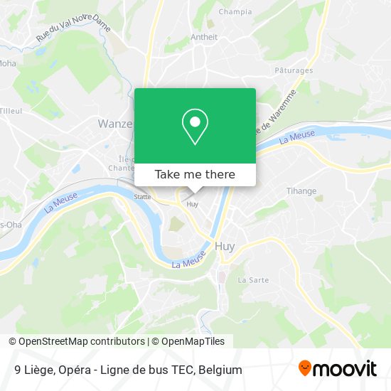 9 Liège, Opéra - Ligne de bus TEC map