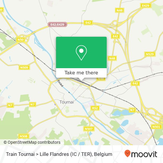 Train Tournai > Lille Flandres (IC / TER) plan