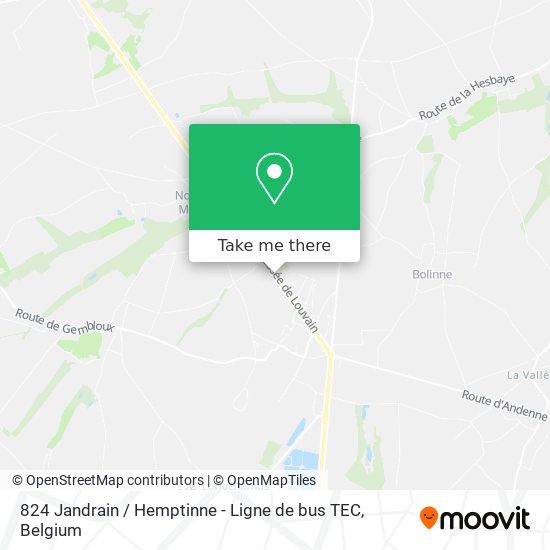 824 Jandrain / Hemptinne - Ligne de bus TEC map