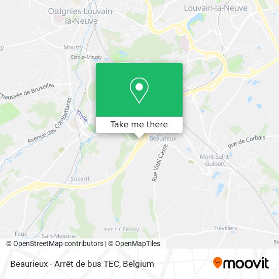 Beaurieux - Arrêt de bus TEC map